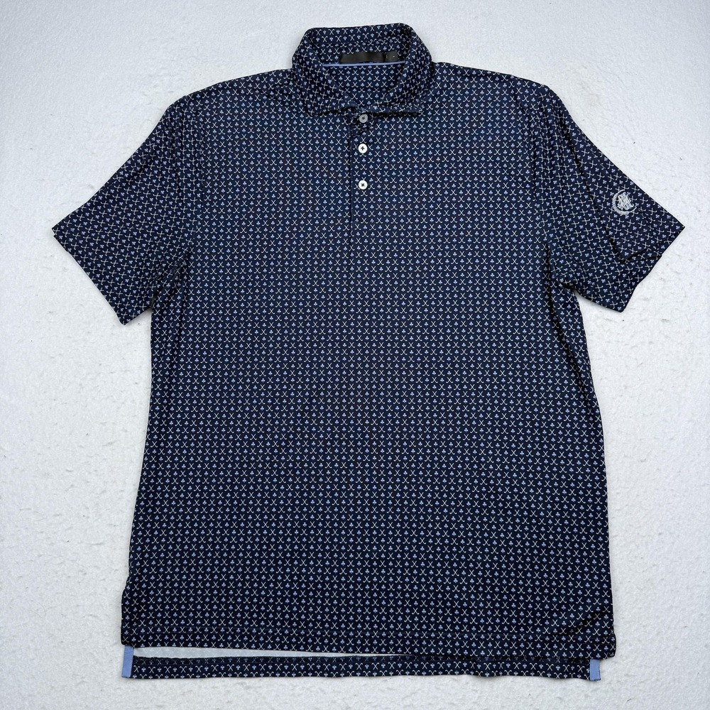RLX Ralph Lauren Polo Shirt Mens Medium Blue Golf Performance OKC Country Club